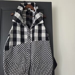 Chic Black and White Checkered Women's Tunic. Gorgeous Liv Design, Made In Italy